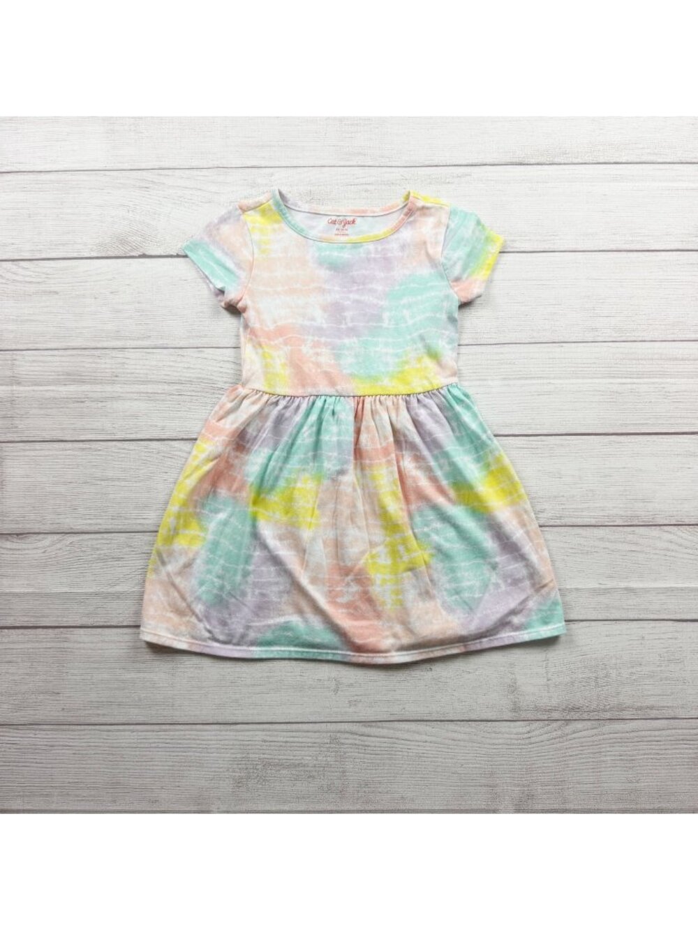 Cat & Jack Short Sleeve Tie Dye Pastel Girls Dress XS 4-5